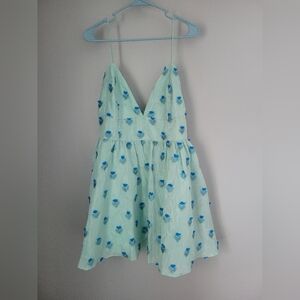 NWT Lulus Size XL Definitely Flirty Green Floral Textured Mini Dress Easter